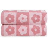 Jacquotha vue avant du lot rose à carreaux fleuris, apport décoratif immédiat