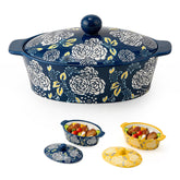 Jemirry vue de face du plat ovale bleu, design élégant pour servir