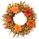 J'FLORU couronne automne face montrant couleurs chaleureuses et accueil