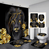 jieprom rideau de douche face montrant motif lion majestueux et protection imperméable