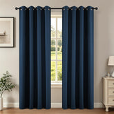 joydeco rideau avant ensemble bleu marine montrant occultation élevée