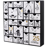 Juegoal vue frontale du calendrier de l'Avent noir apportant une élégante déco de fête