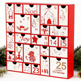 Juegoal vue de face du calendrier rouge, apporte anticipation et décor de Noël
