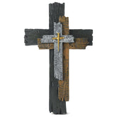 JUXINGDAZYF croix murale frontale montrant le design rustique et effet chaleureux