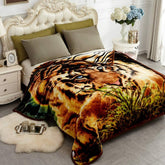 JYK plaid face avant emballé montrant motif tiger et dimensions, confort visuel