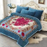 JYK plaid face bleue pivoine montrant élégance et chaleur