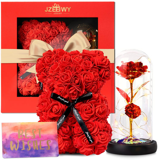 JZEEIWY rose sous cloche montrant élégance et cadeau prêt à offrir