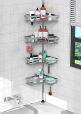 KEGII vue de face du caddy d'angle gris pour rangement sans perçage