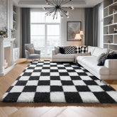 KICMOR vue avant du tapis 5x7 style damier, apporte élégance instantanée