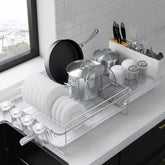 Kitsure vue avant de l'égouttoir extensible blanc montrant capacité et organisation