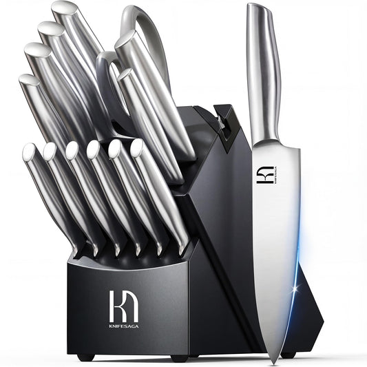 KnifeSaga coffret dans bloc acacia, rangement sûr et esthétique