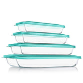 KOMUEE plat en verre vert vu de face, cuisson sûre et présentation pratique