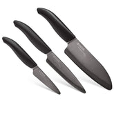 KYOCERA face du pack noir montrant les trois couteaux, design professionnel