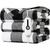 LaffyLo plaid chauffant face avant design noir et blanc, chaleur confortable