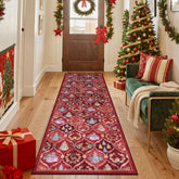 Lahome tapis face avant rouge festive pour décoration d'entrée durable