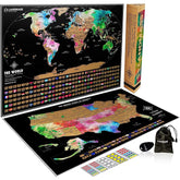 Landmass poster monde montrant packaging et avantages d'offrir un cadeau