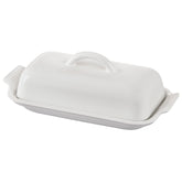 Le Creuset beurrier Heritage face avant blanc, présentation élégante pour table