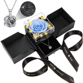 Lebana face du coffret montrant la rose bleue ciel et l’élégance durable