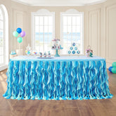 leegleri jupe de table bleu face montrant effet océan et ambiance festive