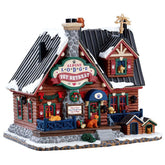 LEMAX Alpine Lodge vue façade en porcelaine mettant en valeur l'éclairage chaleureux