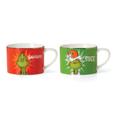 Lenox mugs face avant montrant Grinch naughty et nice et apport festif