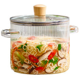 Le'raze casserole en verre face montrant sa transparence et contrôle de cuisson