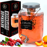 Le'raze distributeur en verre rempli, design élégant et capacité 2 gallons