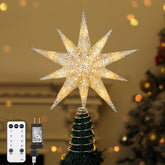 Lewondr vue frontale de l'étoile lumineuse pour sommet de sapin, rend décoratif