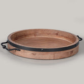 LILO DESIGN CO. plateau rond face montrant contraste bois et métal pratique