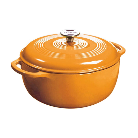 Lodge cocotte Apricot vue de face, design émaillé et finition élégante pour servir