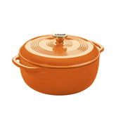Lodge cocotte apricot vue de face présentant une couleur vive et design pratique