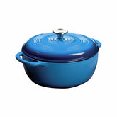 Lodge cocotte face Caribbean Blue montrant finition colorée et utilité décorative