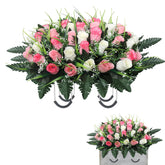 Lodou support floral face montrant roses rose et blanc très réalistes