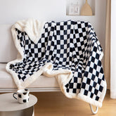 LOMAO plaid sherpa face avant montrant motif carreaux et finition soignée