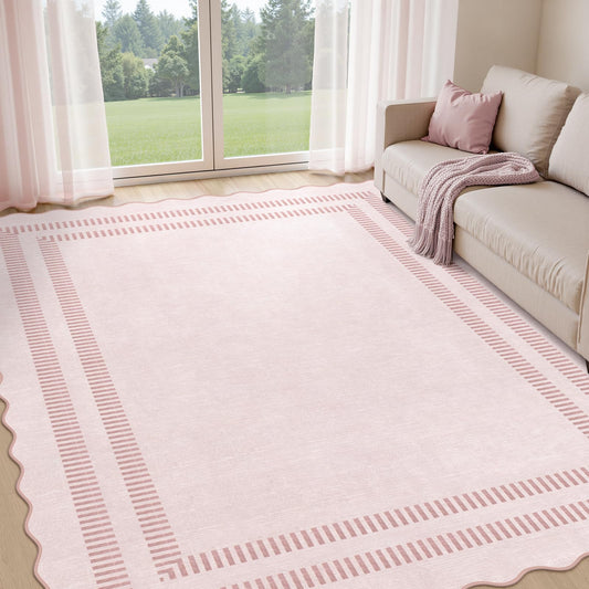 LORWER tapis rose vue d'ensemble montrant l'aspect décoratif et confort