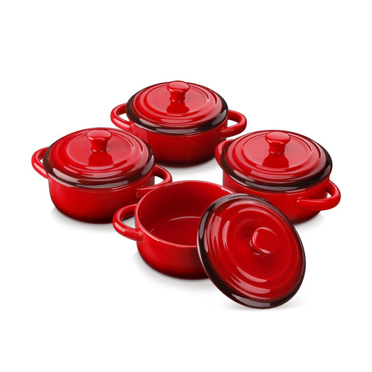 LOVECASA mini cocotte vue frontale, design rouge élégant et service pratique