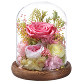 lovenfold cloche face montrant roses préservées et élégance décorative