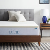 LUCID surmatelas face avant emballage montrant la protection et l'information produit