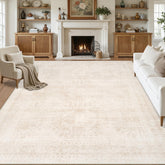 Luxturiy vue avant du tapis 8x10 beige montrant l'esthétique vintage et polyvalente