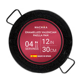 Paellera Machika vue de face montrant la forme large et la capacité pour 4 portions