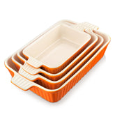 MALACASA plat rectangulaire orange en porcelaine, finition élégante pour servir
