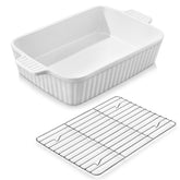 MALACASA plat rectangulaire blanc face visible, design pratique pour servir