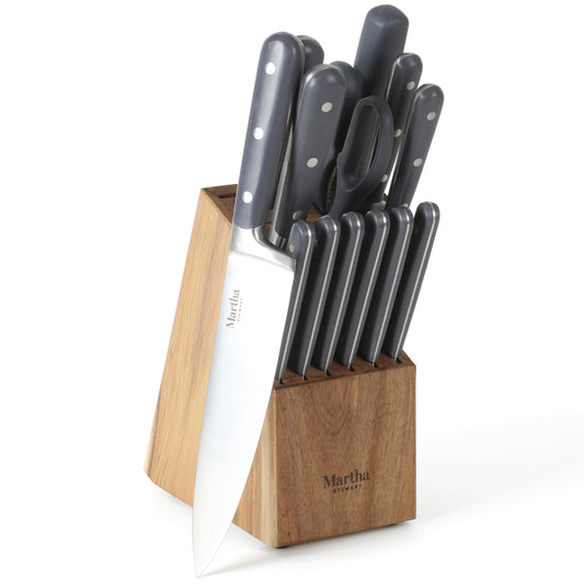Martha Stewart face du coffret et bloc en acacia, rangement sûr et élégant