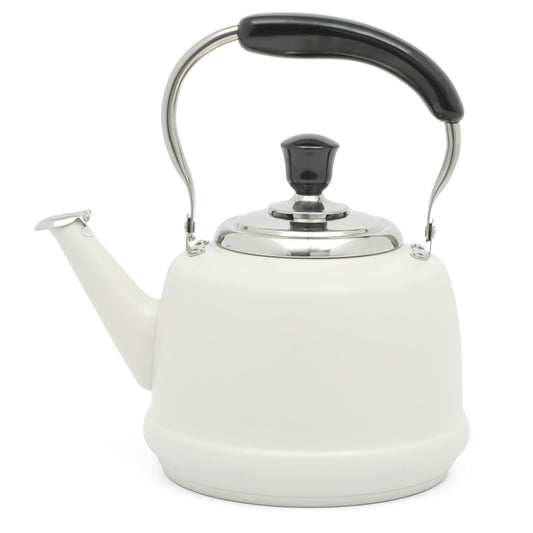 Martha Stewart bouilloire Kingstree vue avant, esthétique lin et versage précis