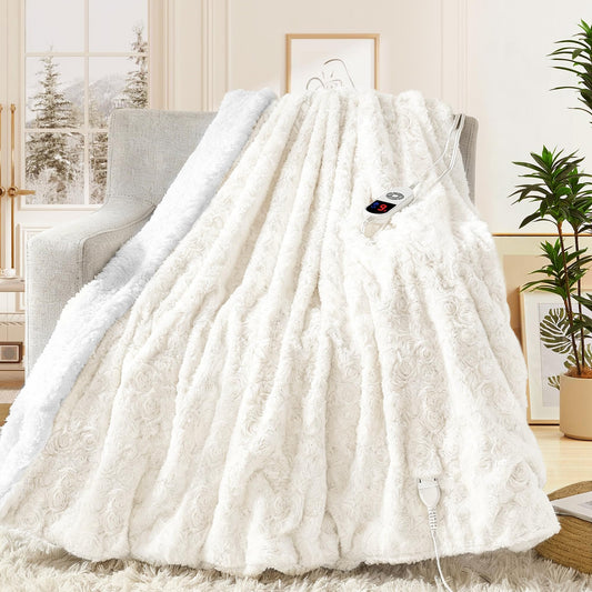 MAXEVE plaid chauffant face avant montrant motif et confort instantané