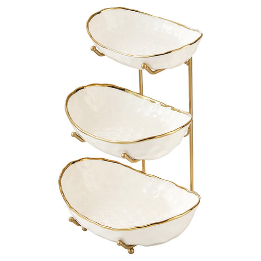 MEIGLQEA corbeille à fruits 3 niveaux montrée complète pour rangement pratique