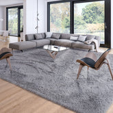 Merelax tapis shaggy face avant gris montrant l'aspect moelleux et chaleureux