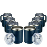 MEWAY vue avant du tumbler bleu marine montrant design et anse, prise confortable
