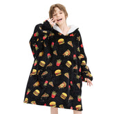 Mewkou sweat couverture devant montrant motif hamburger et confort