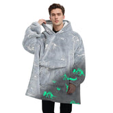 Mewkou vue avant du hoodie-blanket montrant silhouette oversize et confort